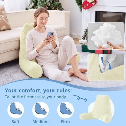 Sasttie Reading Pillows for Sitting in Bed Adult, Back Pillow Bed Sitting Up, Back-Rest Support Cushion for Sit Up on Couch, Sofa, and Floor, Dorm Essentials, Oeko-Tex Certified, Dark Grey