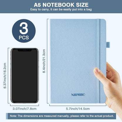 NIRMIRO (3 Pack) Pocket Notebook Small Journal with Pen, 3.7" x 5.7", A6 Mini Notebook for Women Men Work Writing, Hardcover Small Pocket Notepad with 100Gsm Premium Thick Lined Paper, Black Leather