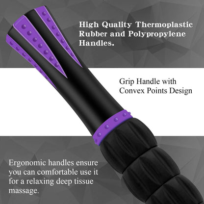 Muscle Roller Massage Roller Stick- Deep Tissue Fascia Blaster for Myofascial Pain Relief, Lymphatic Drainage & Body Sculpting, Handheld Physical Therapy & Recovery Tool (Pink black-18 inch)