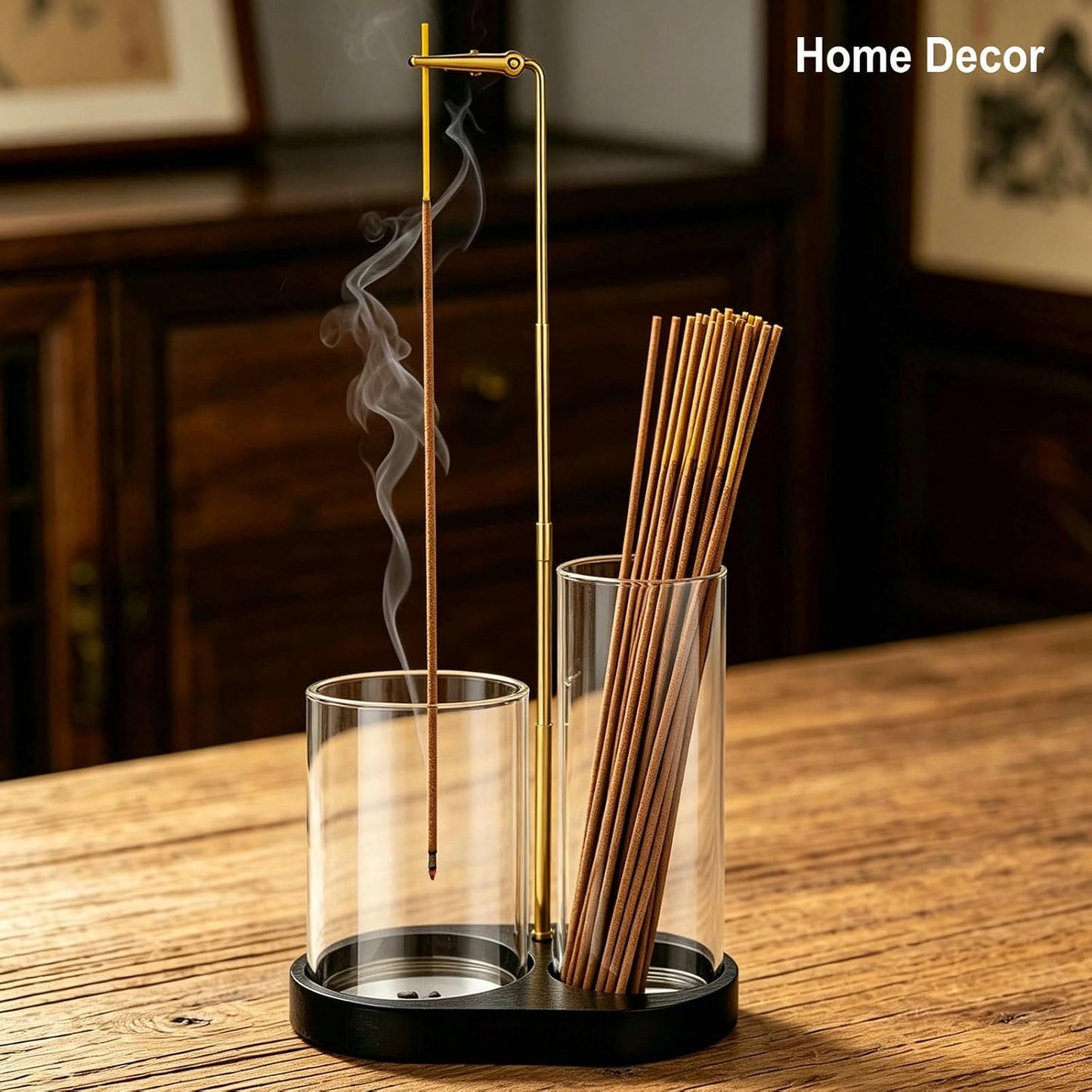 3 in 1 Incense Holder for Sticks Upside Down Anti-Ash Incense Burner with Glass Ash Catcher Backflow Cone Incense Diffuser with Adjustable Threaded Mounting for Mediation Yoga Spa Gifts Home Decor