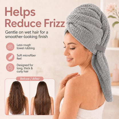 Large Hair Towel Wrap for Women, Quick-Dry Turban, Ultra Absorbent & Anti-Frizz, Ideal for Long, Thick & Curly Hair, Soft Lightweight Microfiber Drying Towel (24x42, Blue)