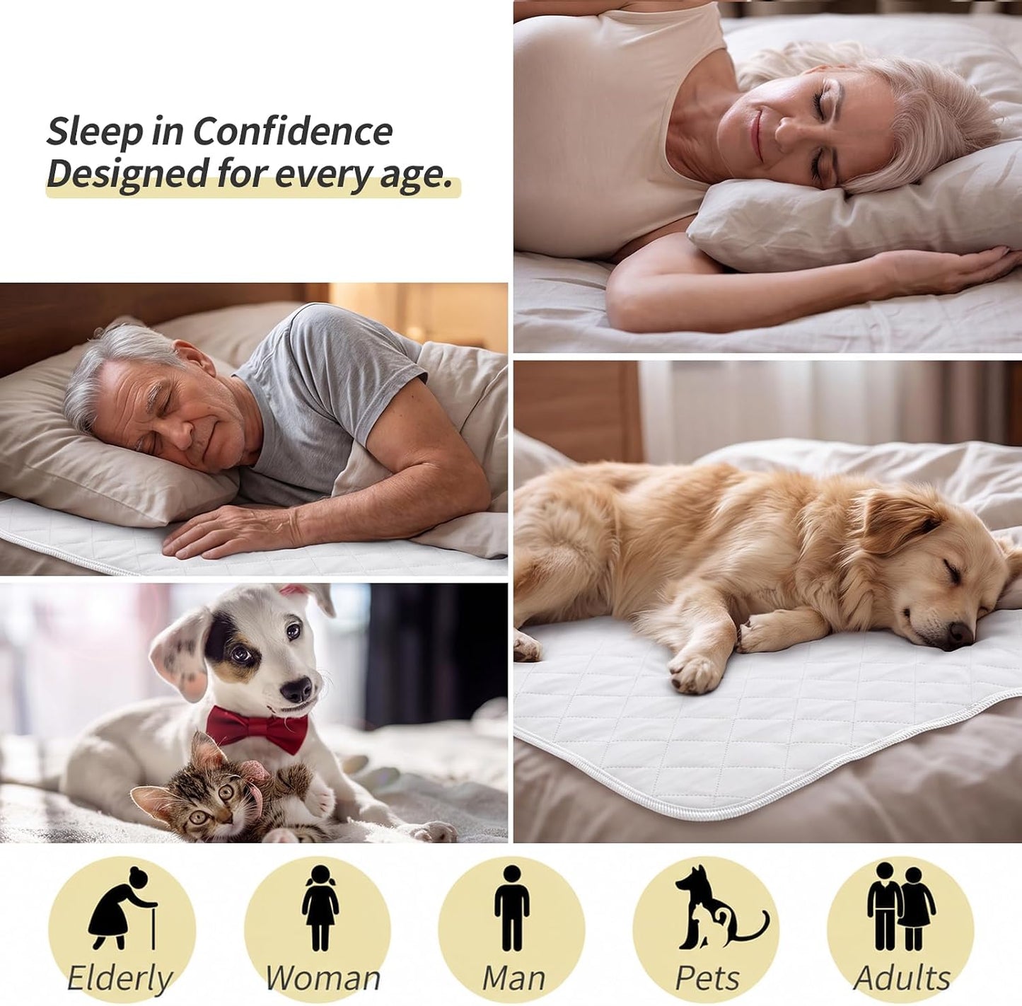 CoolShields Waterproof Bed Pads Incontinence Washable Reusable Bedwetting Mattress Protector Pad for Adults, Elderly and Pets 34'' x 52'' (1 Pack)