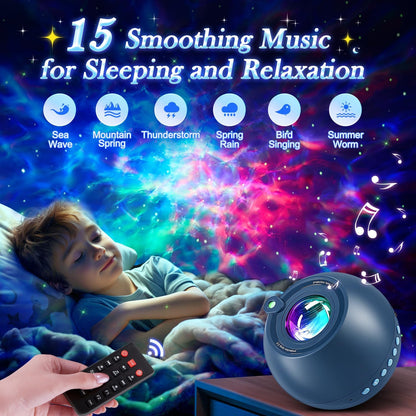One Fire Galaxy Projector for Bedroom Birthday Gifts for Teen Boy Gifts, LED Galaxy Light Projector, 15White Noise HiFi Bluetooth Speaker,Remote&Timer Ceiling Projector Lights Trendy Stuff