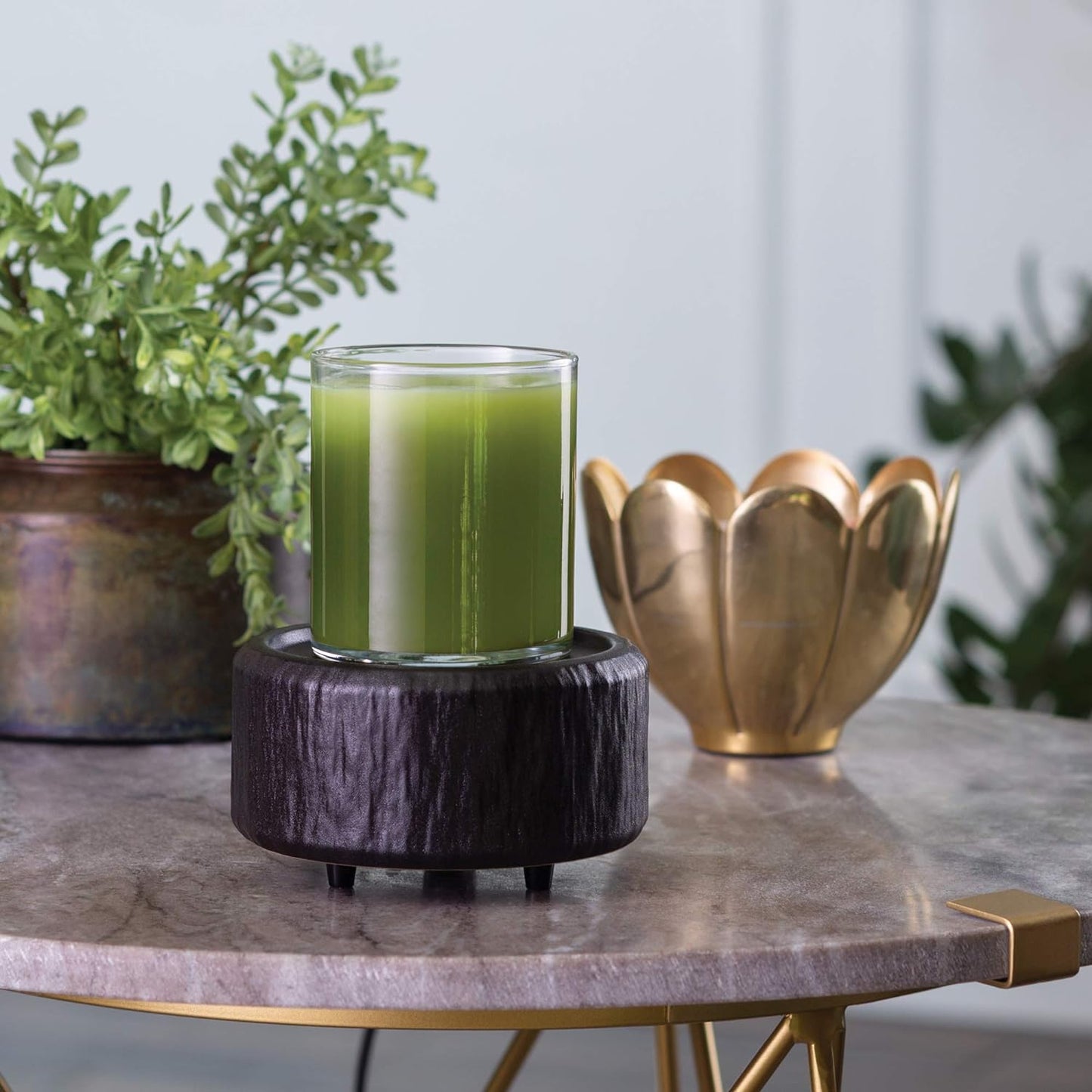Candle Warmers ETC 2-in-1 Candle and Fragrance Warmer for Warming Scented Candles or Wax Melts and Tarts with to Freshen Room, Primitive Black and Bronze