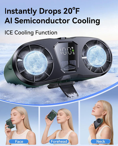 KIMMOO Portable Waist Fan, Dual-Motor with Ice Cooling, 10000mAh Battery