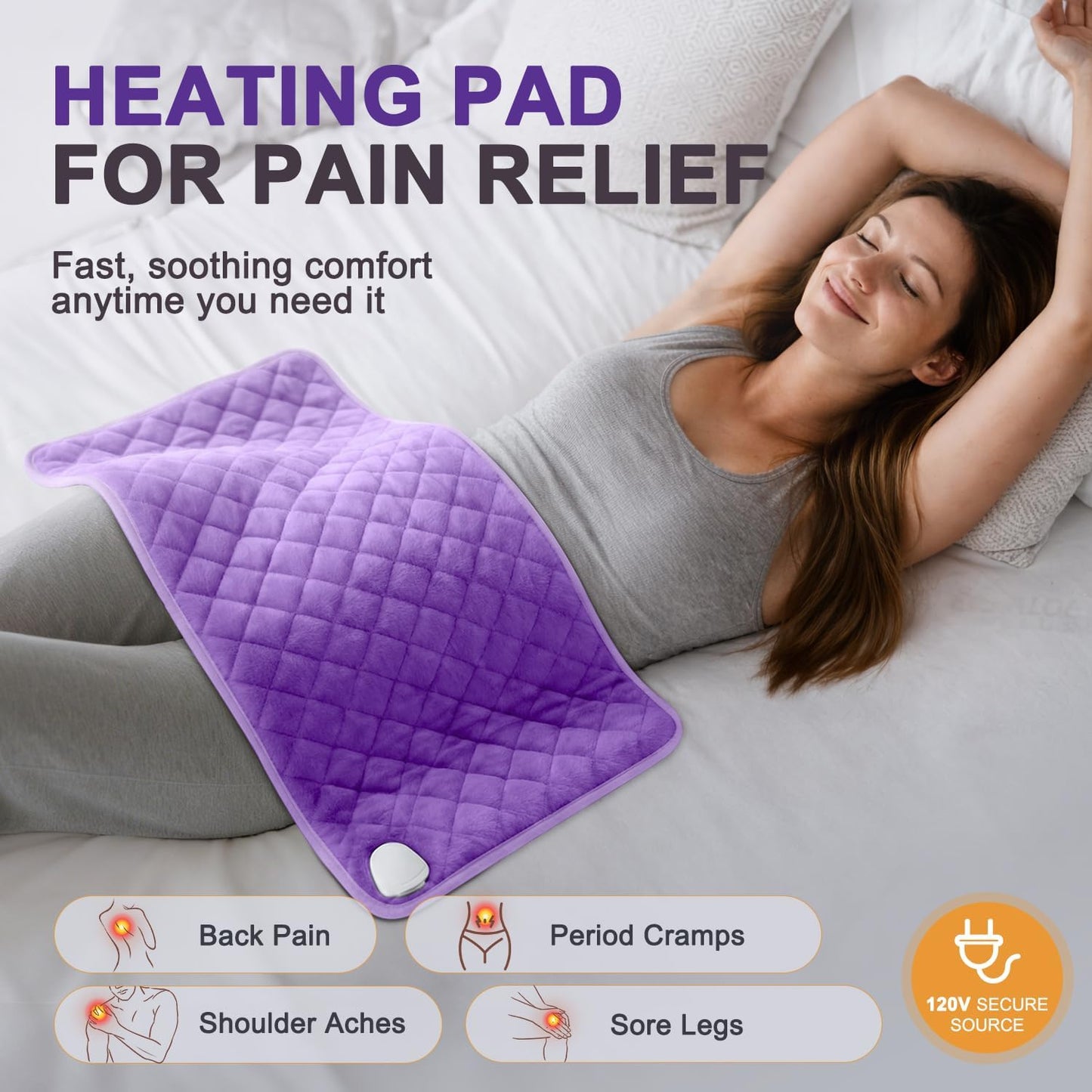 35 x 20 Inch King Size Electric Heating Pad for Back, Neck and Shoulders | FSA Eligible HSA, for Period Cramps, Abdomen and Knee, Dry or Moist Heat Use, 2H Auto Shut Off, 6 Heat Settings, Washable