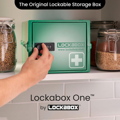 Lockabox One™ | Premium Lock Box | Medium Combination Lock Box For Food, Medicine & Home Safety | External Size 12 x 8 x 6.6 inches (Crystal)