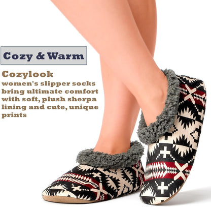 Cozylook Fuzzy Slippers for Women Indoor Soft Sole Slipper Socks with Non Slip Grippers Warm Fluffy