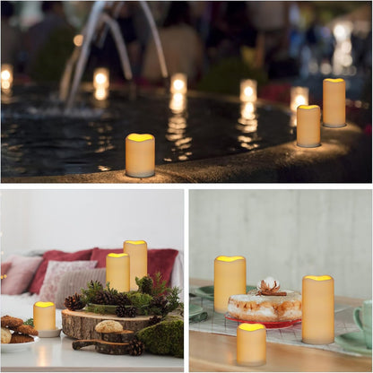 Flameless Candles 4" 5" 6" Set of 3 Outdoor Indoor Ivory Pillars Battery Operated Flickering Candles with Cozy Climbing Flame Effect, 8-Key Remote Timer, Plastic LED Candles for Wedding Decor