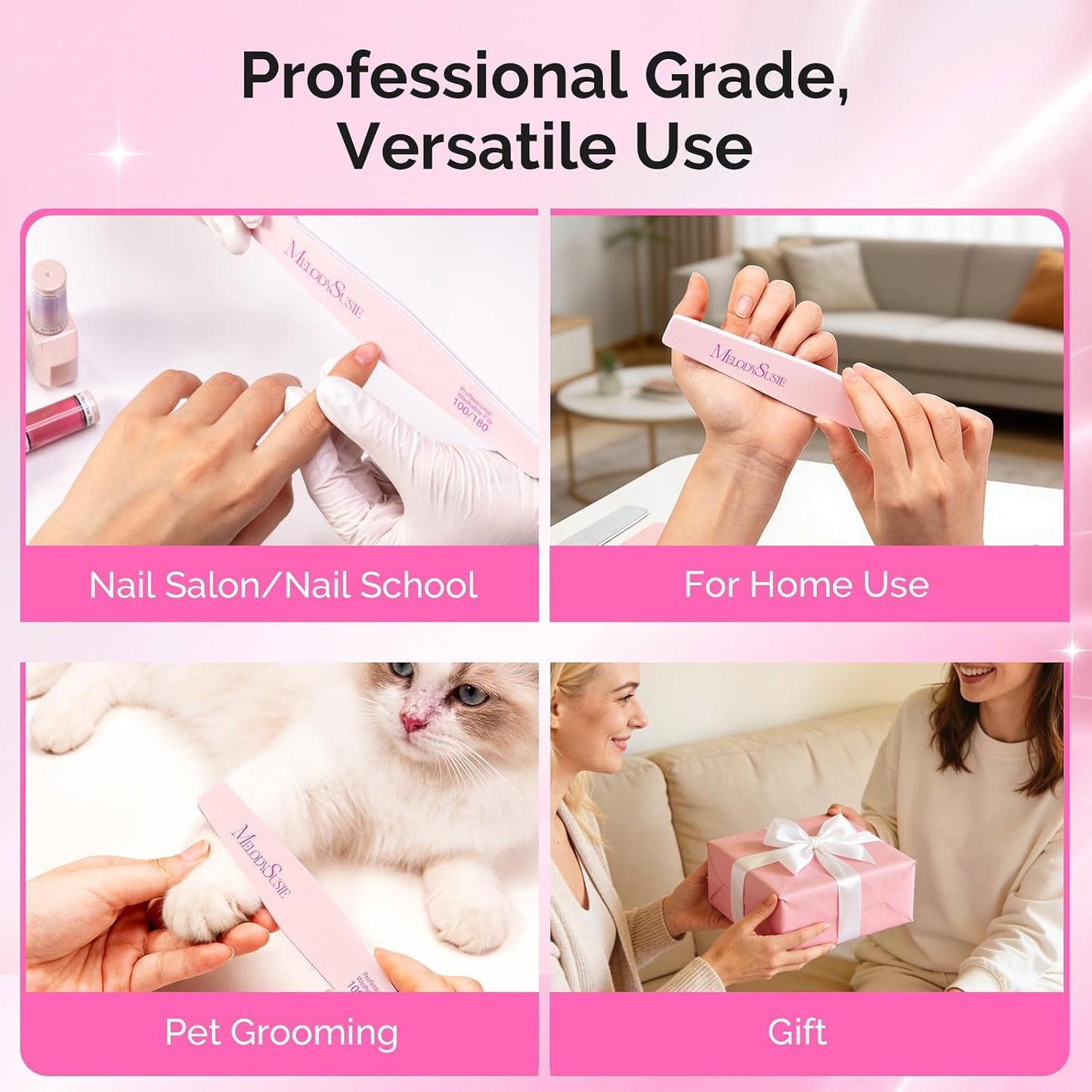 MelodySusie 16Pcs Professional Nail Buffer Kit,Nail Files and Buffers,Nail Buffer Block,Nail Brush, Nail File Buffers Kit for Natural Nails,DIY,Home Use,Salon（100/180 Grit）