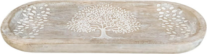 VANIYA CRAFTS® Wooden Handmade Tree of Life Design Boat Shape Incense Holder Stand Insence Tray for Home Decor Restaurant (11X4, Natural Black)
