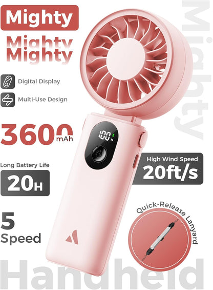 Aecooly Mighty Portable Handheld Fan | 20H Max Cooling | 3 Flexible Modes