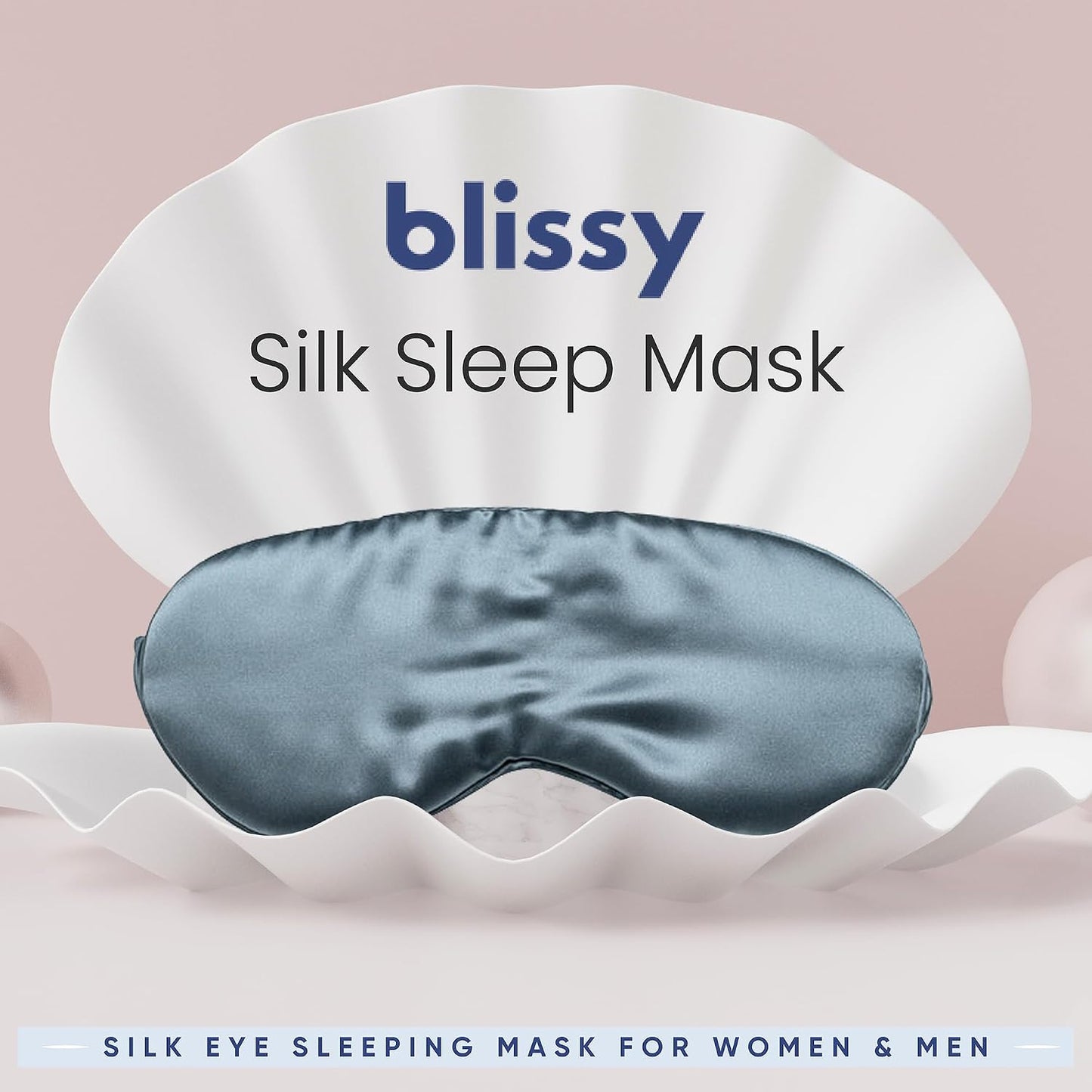 Blissy Silk Sleep Mask - Eye Sleeping Mask for Women & Men for Total Blackout - 100% Pure Mulberry Silk, 22 Momme 6a Fibers - Blindfold Sleep Mask Side Sleeper Eye Cover (Non Adjustable)