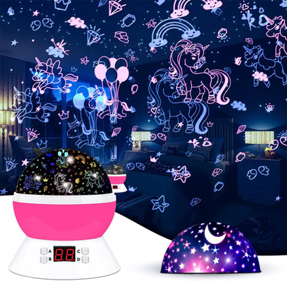 Kids Star Projector Night Light, Star Night Light Projector for Kids, Ceiling Stars Projection Lamp with Timer, 360° Rotating Night Light for Bedroom, Birthday Gift for 3 4 5 Year Old Girls Boys Black