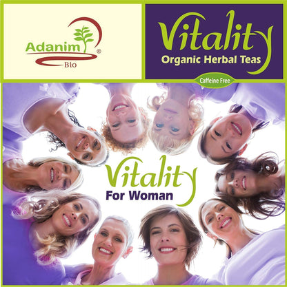 Adanim Bio Vitality Organic Herbal Tea Sampler Gift Box Caffeine Free 8 Unique Flavors for Tea Lovers 64 Individually Wrapped Tea Bags Variety Pack