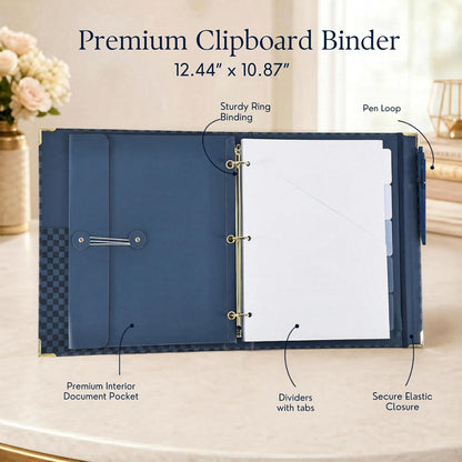 Aesthetic Clipboard Binder with Dividers - 3 Ring Organizer for Work