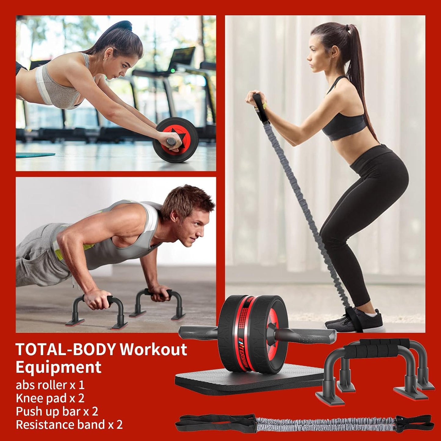 Ab Roller Wheel for Abs Workout - Abdominal Exercise Equipment with 2 Knee Pads for Home Gym, Core Strength Training, Fitness Equipment for Men & Women