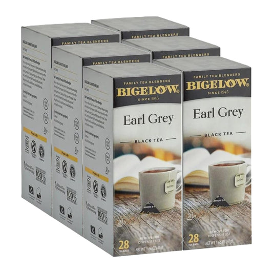 Bigelow Earl Grey Tea Bags 28-Count Boxes (Pack of 6) Black Tea Bags with Oil of Bergamot All Natural Gluten Free Rich in Antioxidants