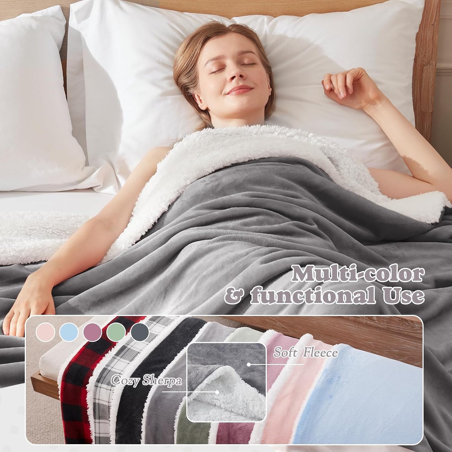 Heated Throw Blanket - Fast Heating 3D Jacquard Electric Heated Blanket, Cozy Heating Blanket with 6 Heating Settings & 4 Hours Auto-Off, Machine Washable, 50"x60", London Grey