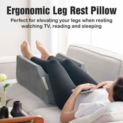 LightEase Memory Foam Leg Support and Elevation Pillow w/Dual Handles for Surgery, Injury, or Rest