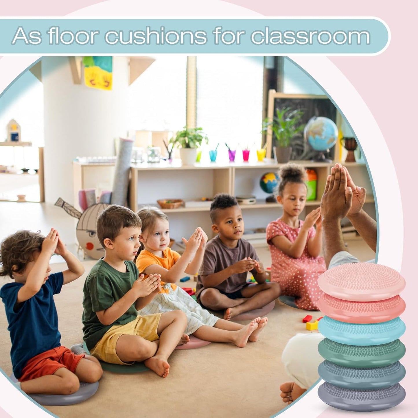 Amylove 6 Pcs Wiggle Seat Inflated Wobble Cushion for Sensory Kid 13 Inch Balance Disc Kids Flexible Seating Exercise Sensory Pad Chair Cushion for Classroom Office School (Bright)
