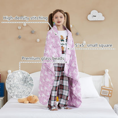 L'AGRATY Weighted Lap Pad 7lb: Small Weighted Blanket for Adults - Cooling Portable Travel Blanket for Relaxation Sleeping - Washable All-Season (29" x 24")
