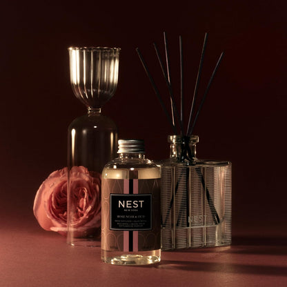 NEST New York Reed Diffuser, Bamboo - 5.9 fl oz - Fragrance for Up to 90 Days - Reusable, Refillable Glass Holder - Includes 8 All-Natural Reed Sticks - Flame Free