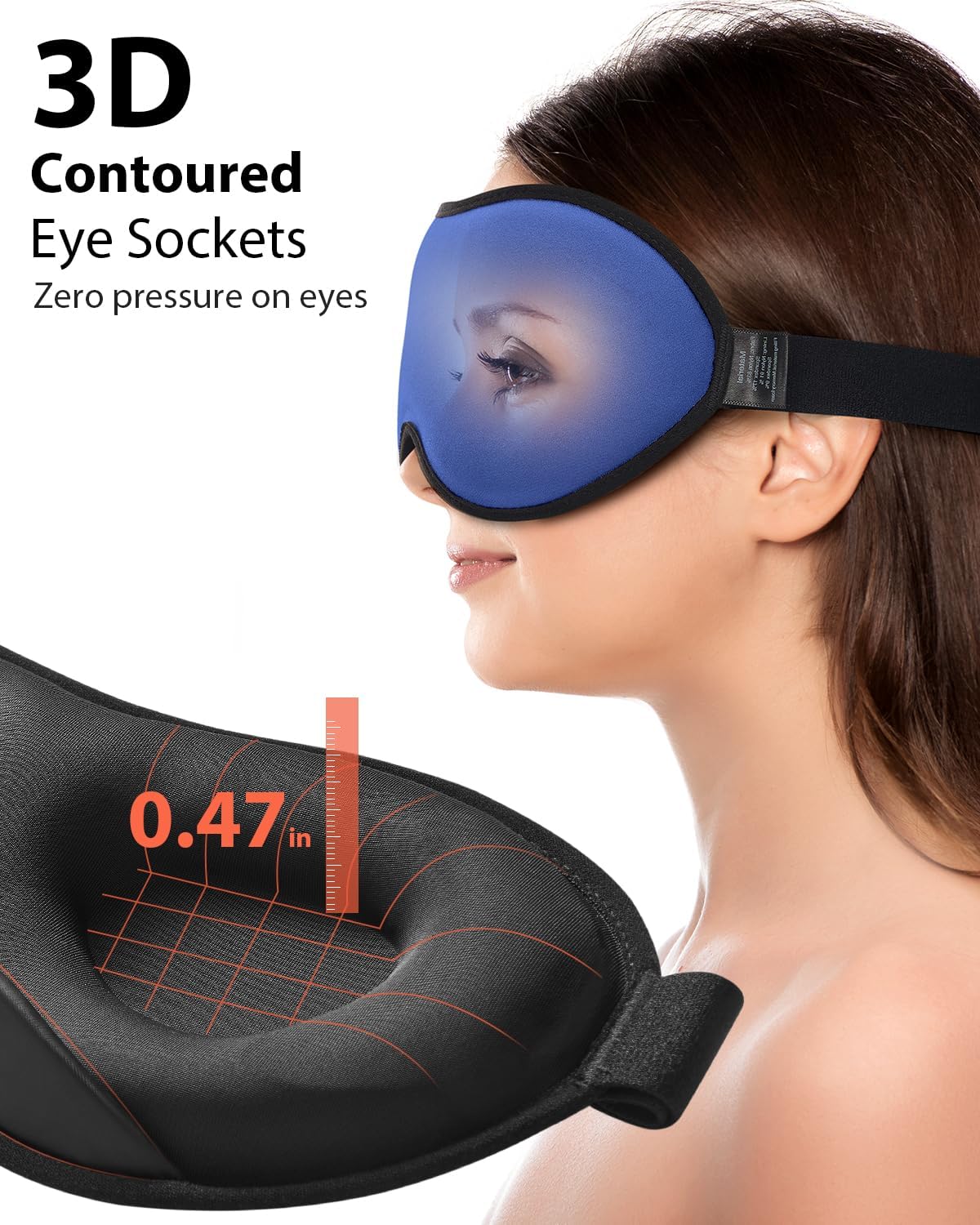 MABAO Weighted Sleep Mask - 100% Blackout Eye Mask for Sleeping for Women Men, 3D Contoured for Lash Extension, Zero Eye Pressure Memory Foam Cover, Soft Gentle Pressure Blindfold for Travel - Black