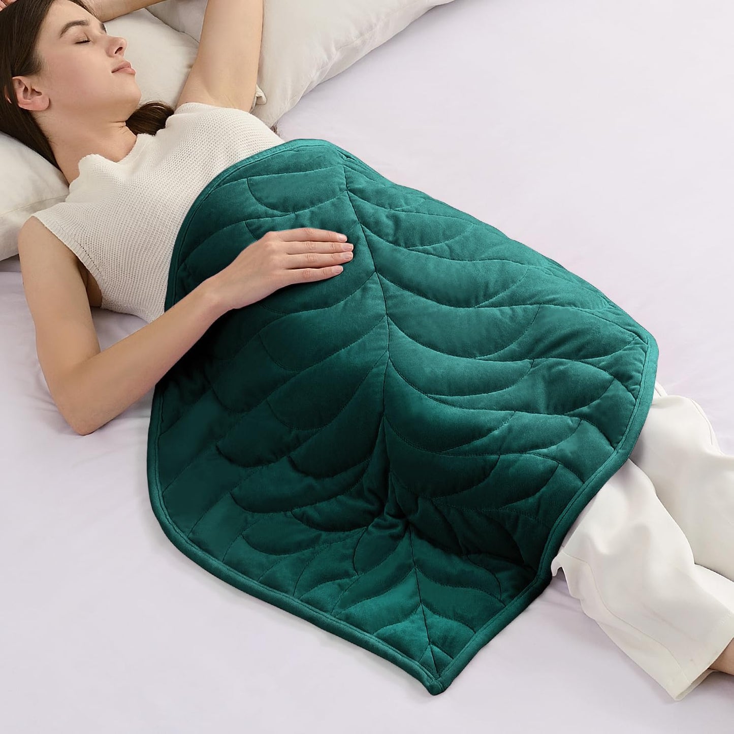 Kaisa Weighted Lap Blanket 7 lbs 41" x 53", Cozy Luxury Crystal Velvet Small Weighted Blanket for Adults, Portable Travel Weighted Blanket for Relaxation, All-Season Blanket, Machine Washable, Green