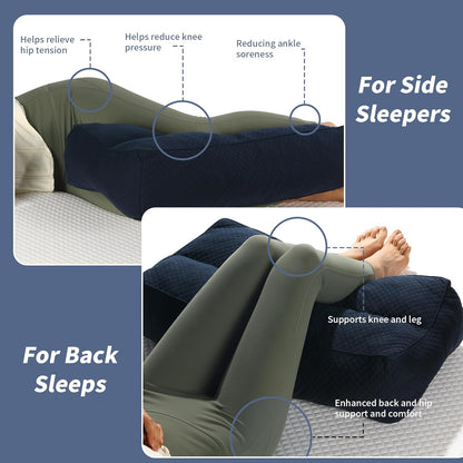 HOMBYS Shredded Memory Foam Knee Pillow for Side Sleepers, 6.5" Height Pillow Between Legs for Aligns Spine & Relieves Pressure Hip & Leg Elevation, Supportive Pillow for Pregnancy, Sciatica, White