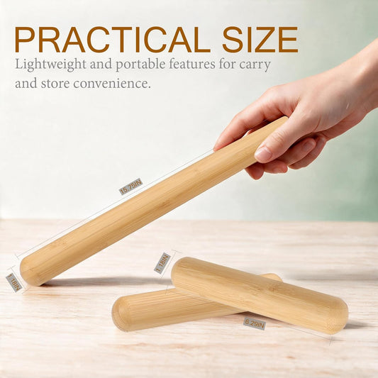 3PCS 100% Natural Solid Bamboo Massage Sticks,GuaSha Bamboo Massage Rollers for Back,Legs,Full Body,Deeply Deep Tissue Massage,Muscle Relax,Body Shaping,Portable Therapy Set(with Storage Bag)