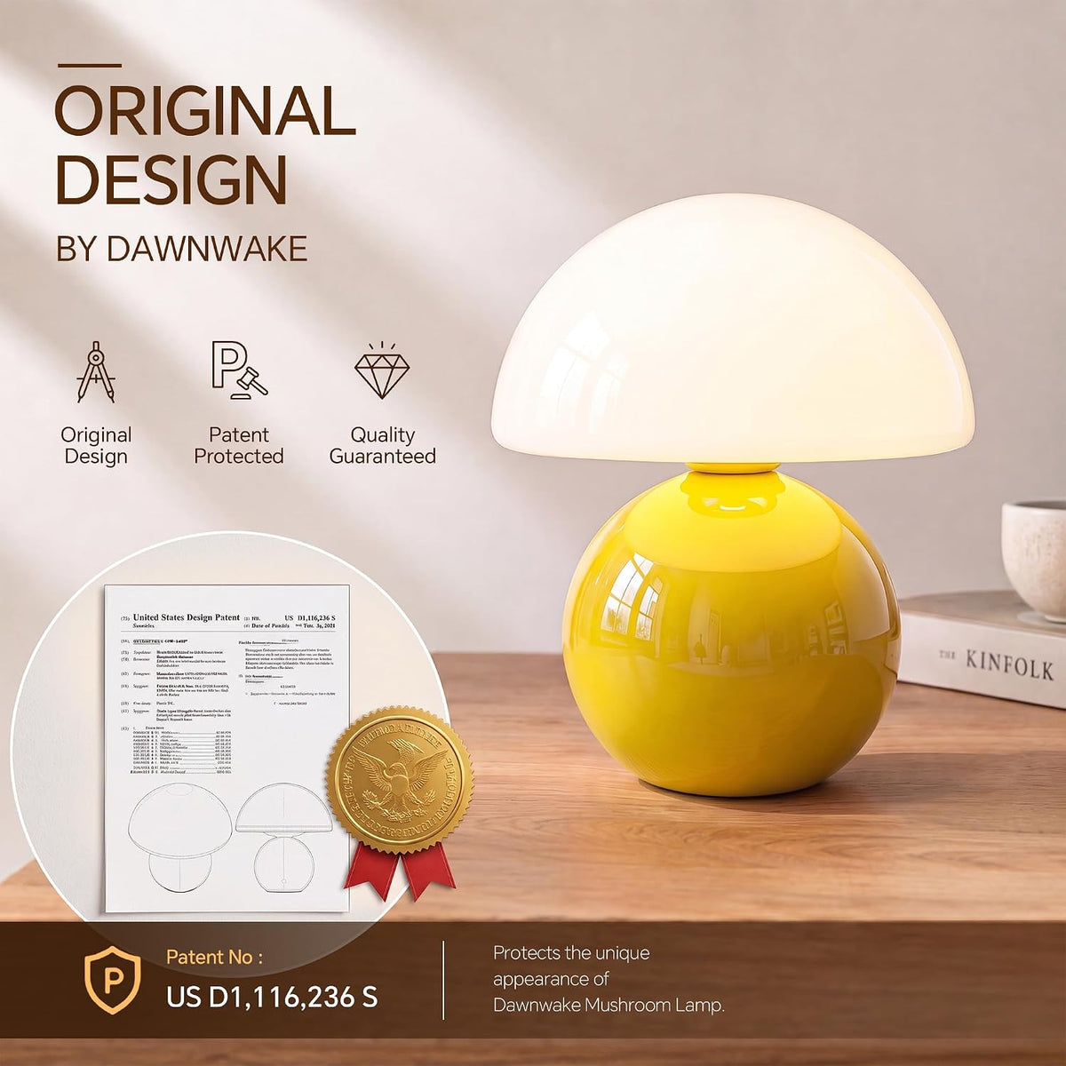 Dawnwake Mushroom Lamp Table Lamp for Bedroom-Small Desk Table Lamps,White