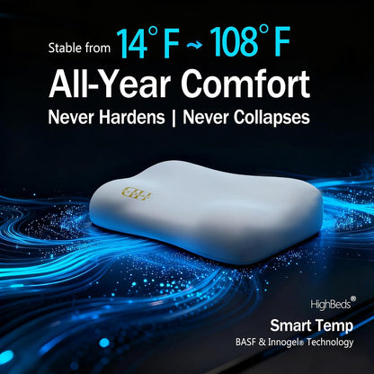 HighBeds Cervical Neck Pillow - Side Sleeper Pillow for Neck Pain Relief, Soft Ergonomic Memory Foam Pillows Ice Silk Zipperless Pillowcase, Eco-Friendly and Durable Material (White)