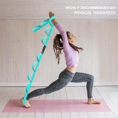 A AZURELIFE Premium Durable Stretch Straps with Loops, Stretching Strap for Physical Therapy, Multi-Loop Yoga Strap Fitness Exercise Strap for Yoga, Pilates, Dance, Flexibility&Exercise