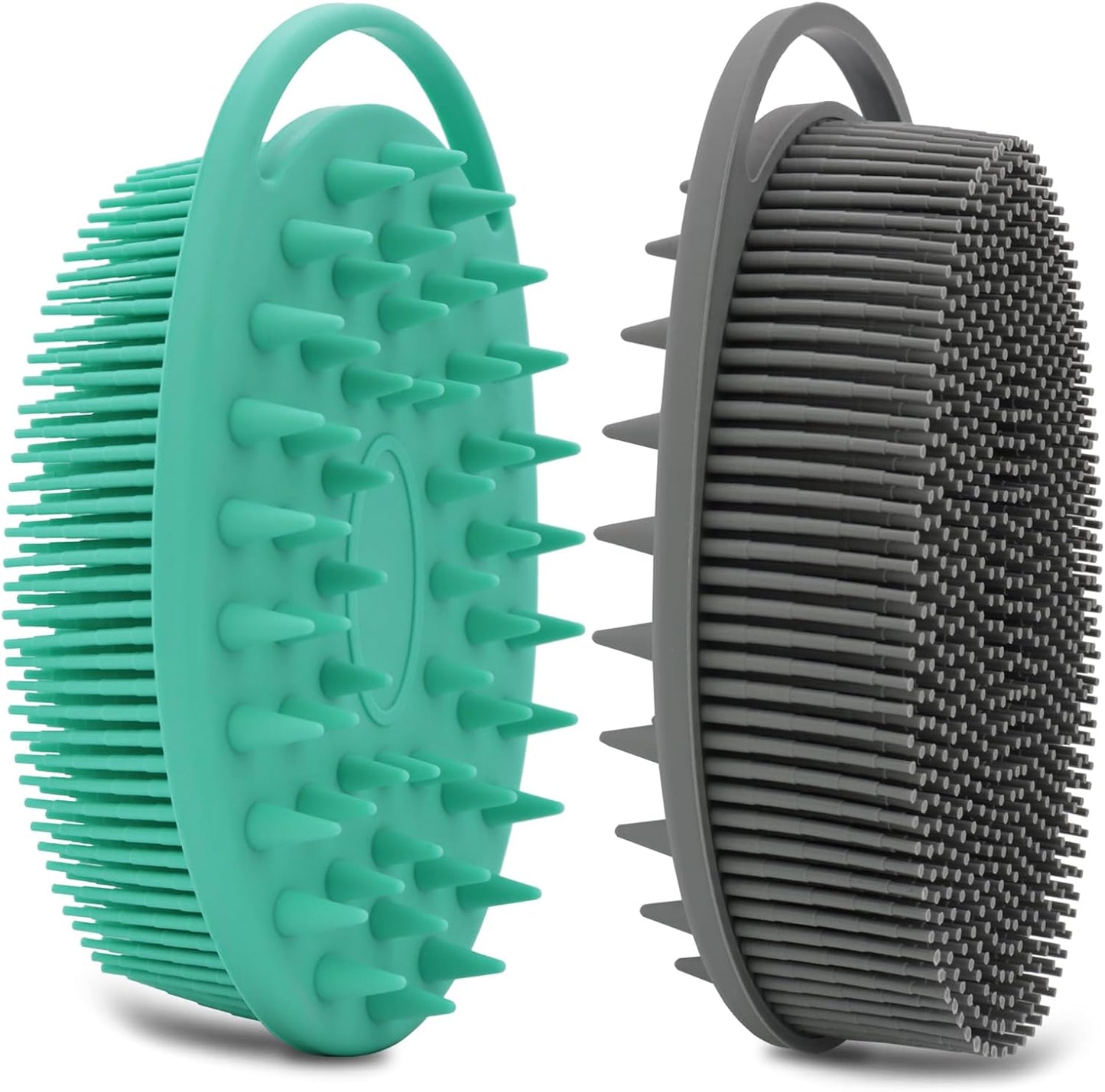 2 Pack Silicone Body Scrubber, Loofah Double-Sided Body Brush,Shower Scrubber and Scalp Massager Shampoo Brush for Sensitive Kids Women Men All Kinds of Skin (Black & Pink)