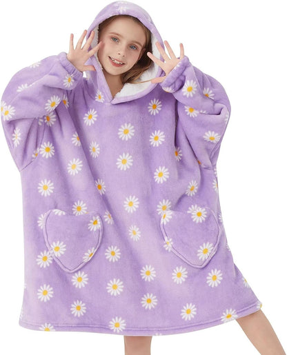 Fiosnow Glow in the Dark Unicorn Blanket Hoodies for Kids 6-13YR Oversize Wearable Blanket Hoodies for Boys Girls Teens