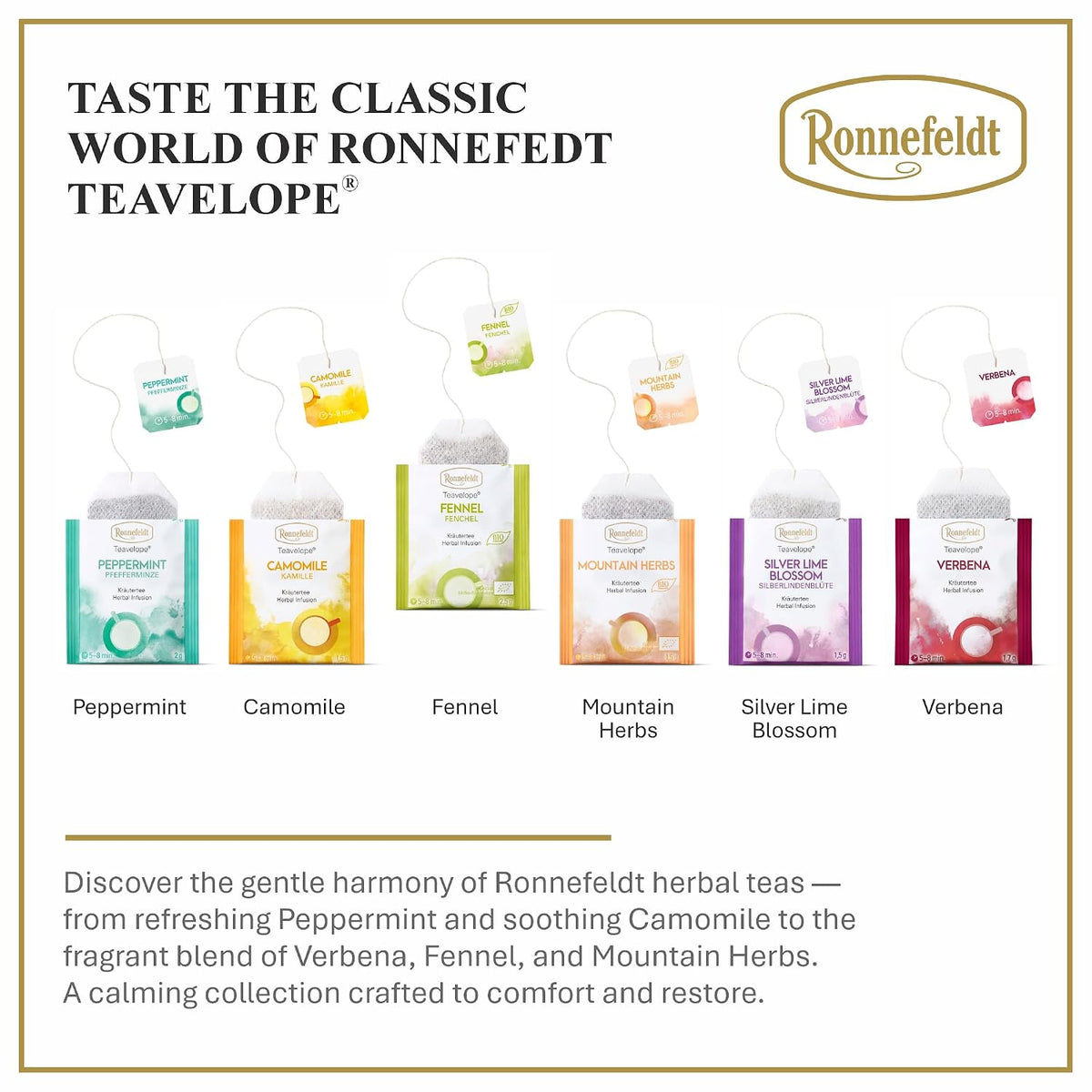 Ronnefeldt Teavelope Fennel Herbal Tea Bags, Caffeine Free, 25 Ct