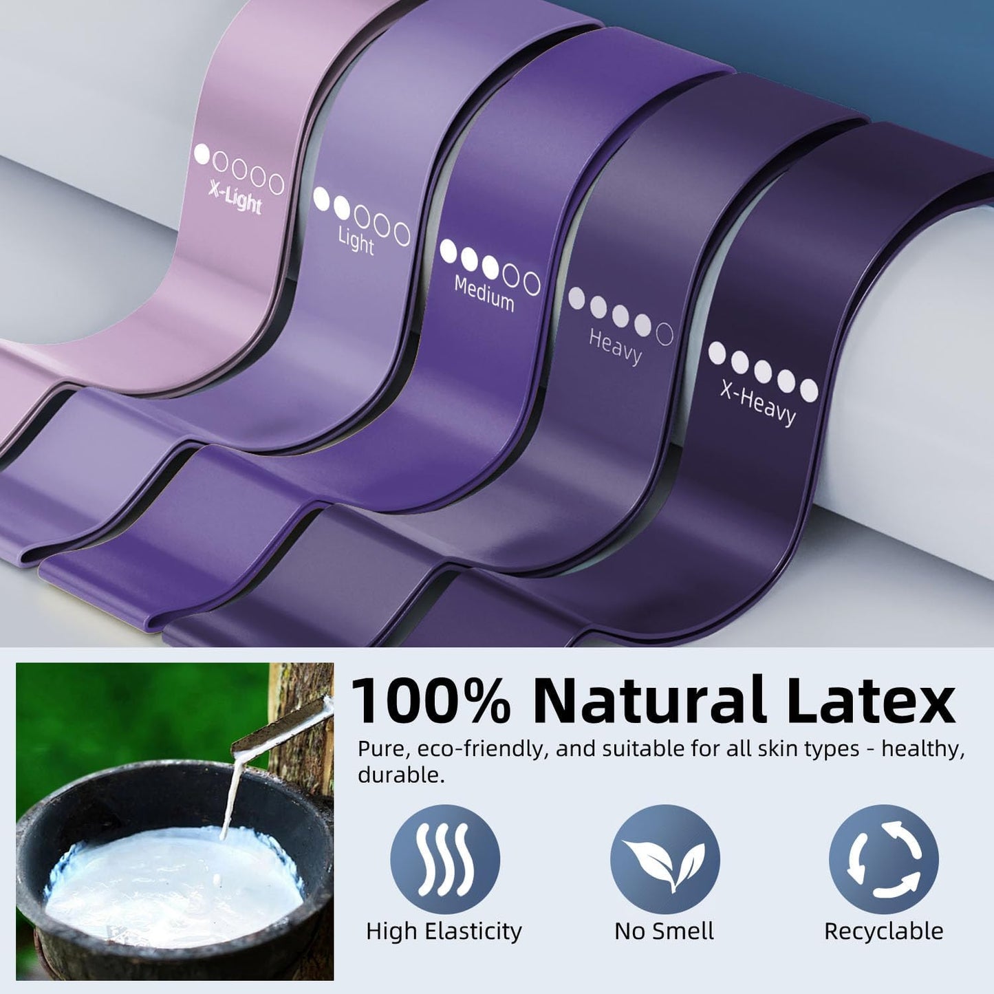Resistance Loop Exercise Bands for Home Fitness, Yoga Pilates, Stretching, Strength Training, and Physical Therapy - Elastic Bands Set Workout Bands for Women&Men (5pcs Set)