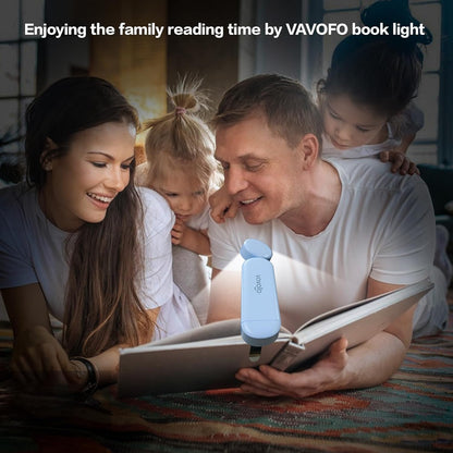 VAVOFO USB Rechargeable Book Light, Blue Light Blocking, Amber Clip-On Bookmark Shaped Reading Light, Eye Care 6 LEDs With 9 Lighting Modes for Bookworms (Grey)