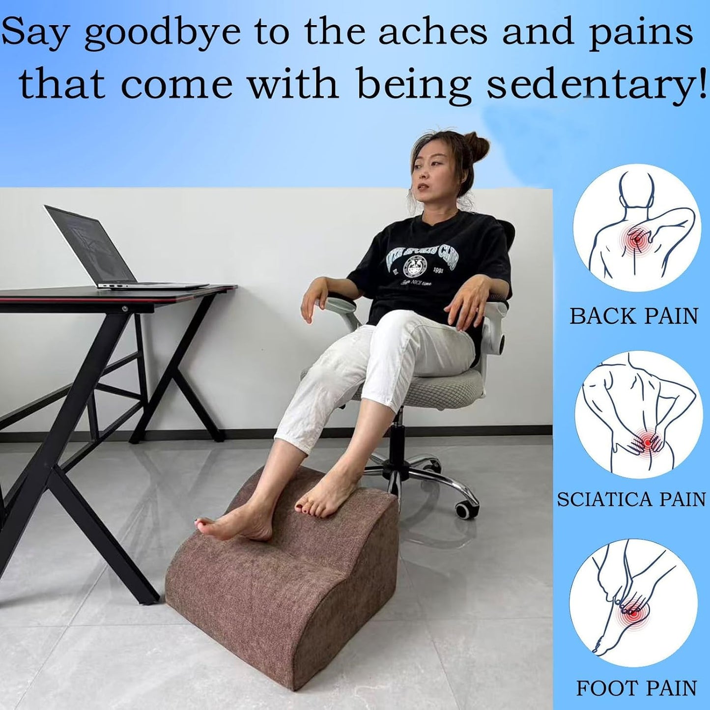 Foot Rest for Under Desk at Work.Multifunctional 3-Tier Foot Stool,with Washable Footrest.for Under Desk,Office Chair Gaming Chair & Sofa,Leg Elevation Pillow,Supports Posture -Dark Grey