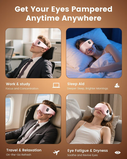 Cordless Heated Eye Mask, 4 Temp Timed Shutdown for Dry Eyes & Sleep Relief