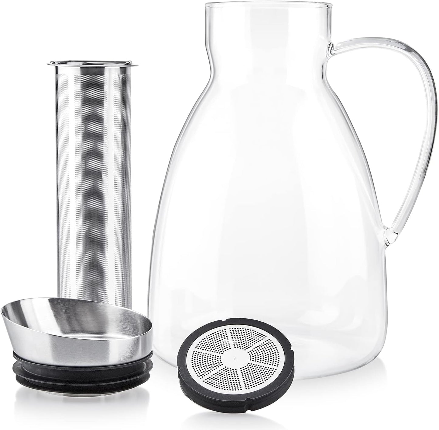 Teabloom Large Multi-Brew Glass Teapot + Kettle + Pitcher (68 OZ / 2.0 L / 8 CUPS) – Brew and Serve Hot Tea, Iced Tea, Cold Brew Tea and Fruit Infused Water – Silhouette Tea Maker