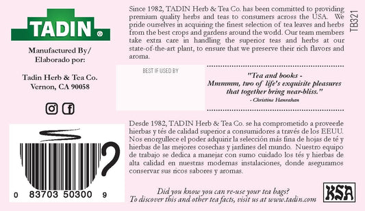 Tadin Seven Blossoms Tea, Herbal Tea, Caffeine Free, 24 Tea Bags Per Box, Pack of 1