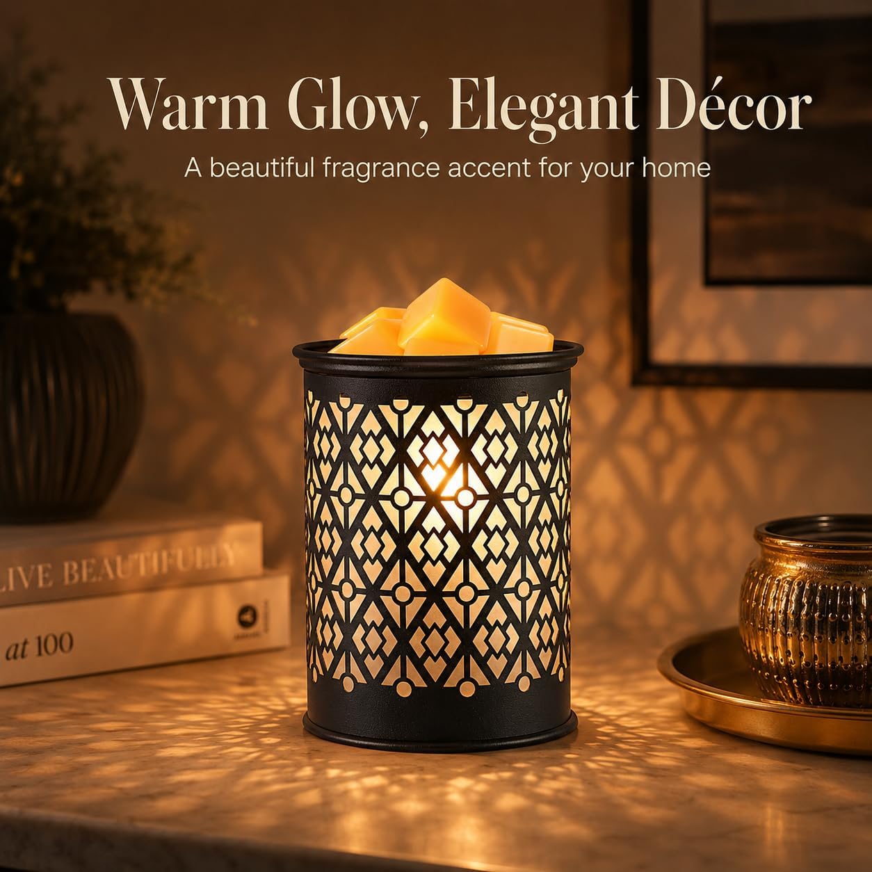 kobodon Wax Melt Warmer Metal Wax Warmer for Scented Wax Electric Fragrance Candle Oil Burner 2 in 1 Wax Melts as Gifts for Moms Grandma Women Girls(Sunflower)