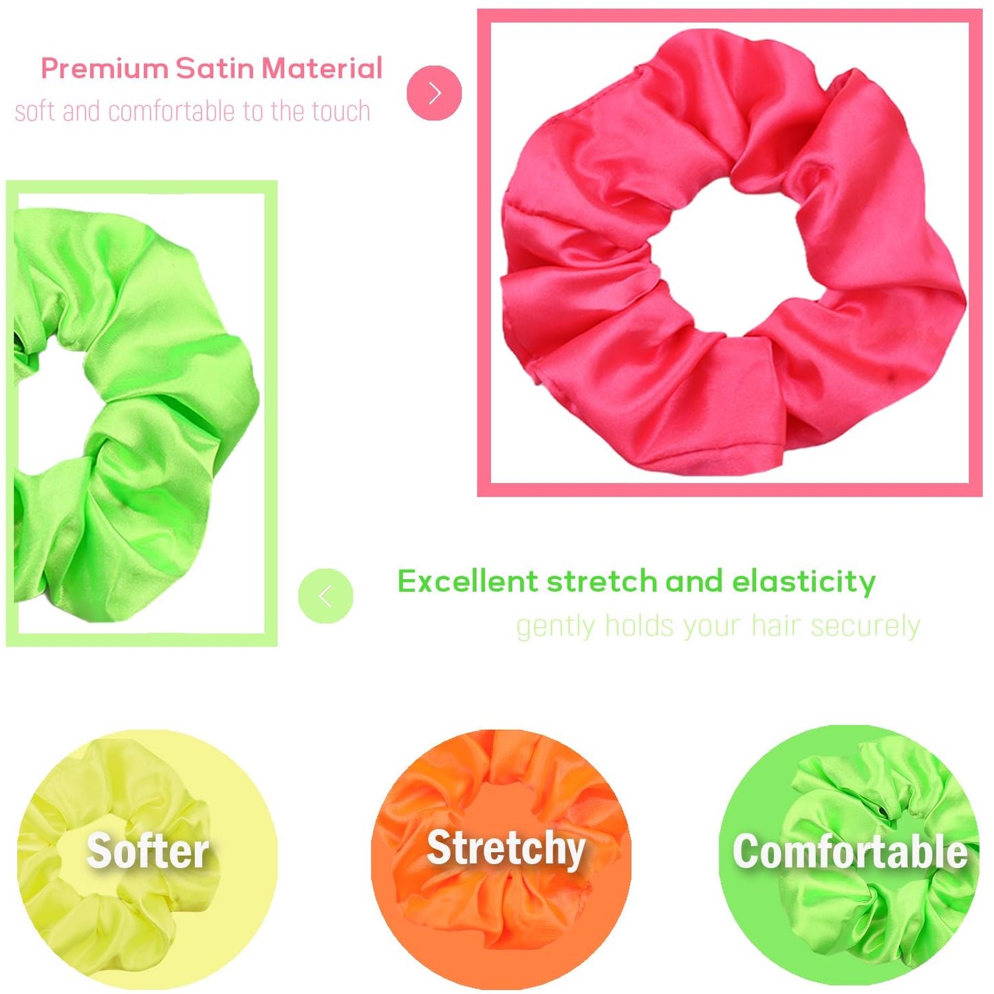 IVARYSS Satin Scrunchies for Women, Soft Than Silk for Hair, Fashion Ties and Bands for Thin | Thick Hair Styling, 16 Pack (Neutral Color)