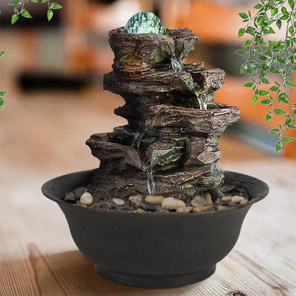 Ferrisland Tabletop Water Fountain, Zen Meditation Indoor Waterfall Fountain, Heart Shape Decoration with LED Light for Home Office Bedroom Relaxation Decor, Gift Ideas