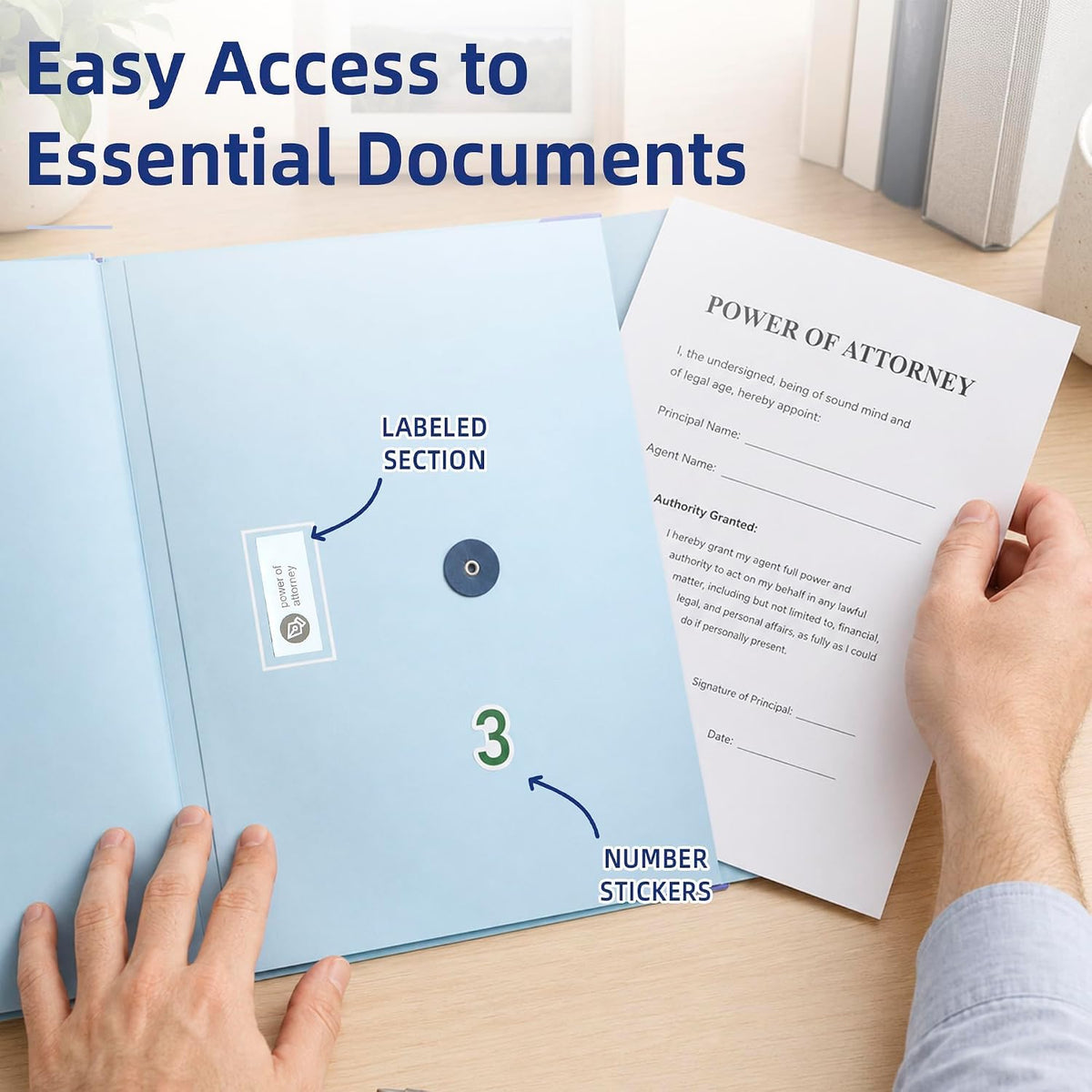 Estate Planning Binder, Document Organizer, Emergency Records File (Blue)