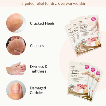Epielle Hydrating Foot Mask 6 Pairs, Relieve and Soften with Shea Butter & Jojoba Oil, Deep Moisturizing Socks for Dry, Cracked Feet, Self Care Gifts for Women, Spa Kit