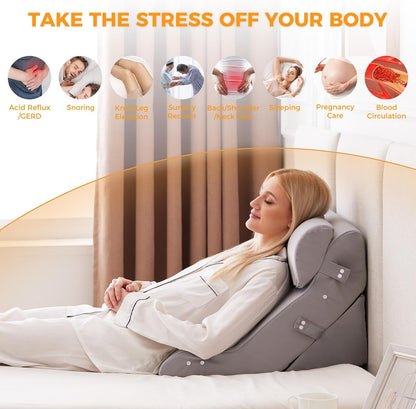 Ruqmuis Wedge Pillow Set for After Surgery, Bed Wedge Pillow, White
