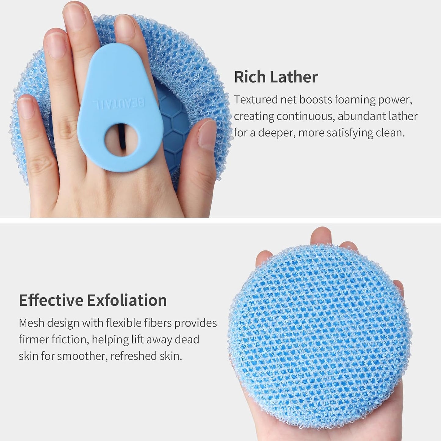 Silicone Body and Face Scrubber Set 5 Pack, BEAUTAIL Shower Bath Scrubber, Gentle Exfoliating Brush for Women Men Sensitive Skin, More Hygienic Than Traditional Loofah, Long Lasting, Black+Pink+Green